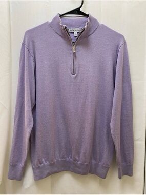 Peter Millar Lavender Zip Mockneck Sweater